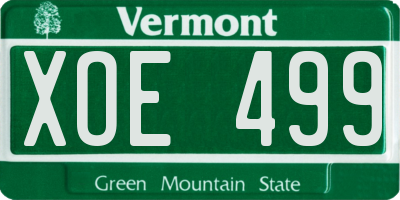 VT license plate XOE499