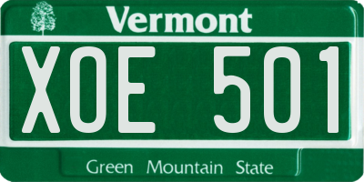 VT license plate XOE501