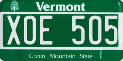 VT license plate XOE505