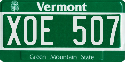 VT license plate XOE507
