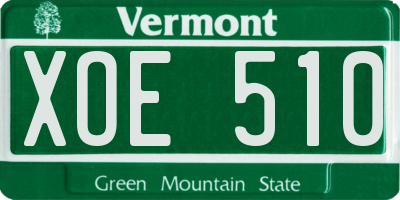 VT license plate XOE510