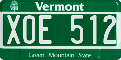 VT license plate XOE512