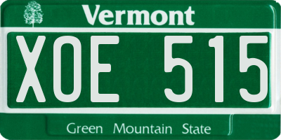 VT license plate XOE515