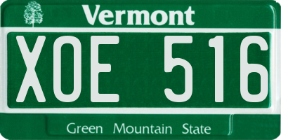 VT license plate XOE516