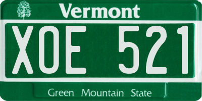 VT license plate XOE521