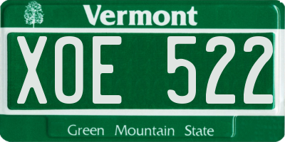 VT license plate XOE522