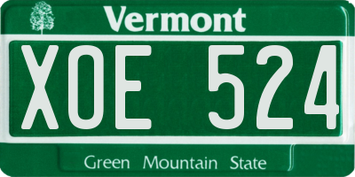 VT license plate XOE524