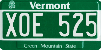 VT license plate XOE525