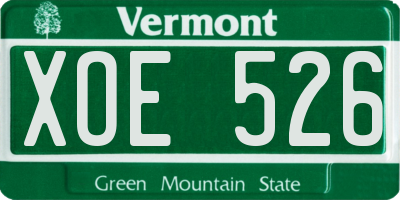 VT license plate XOE526