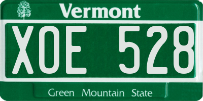 VT license plate XOE528