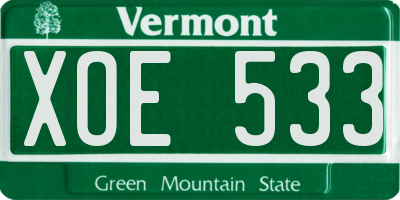 VT license plate XOE533