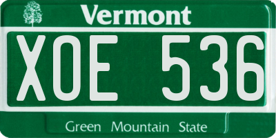 VT license plate XOE536