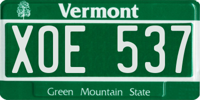 VT license plate XOE537