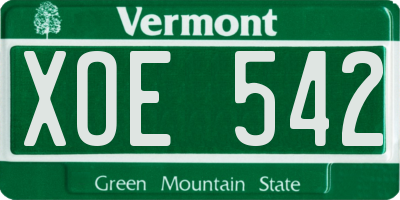 VT license plate XOE542
