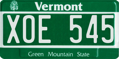 VT license plate XOE545