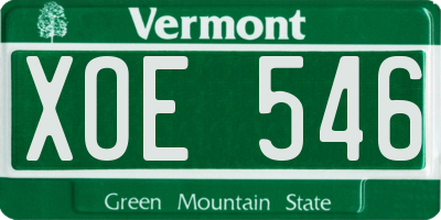 VT license plate XOE546