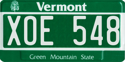 VT license plate XOE548