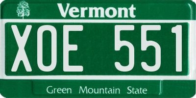 VT license plate XOE551