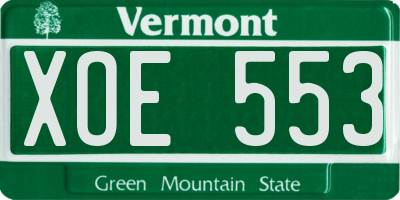 VT license plate XOE553