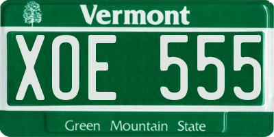 VT license plate XOE555