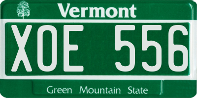 VT license plate XOE556