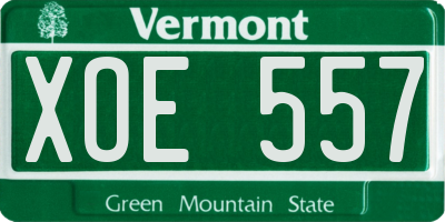 VT license plate XOE557