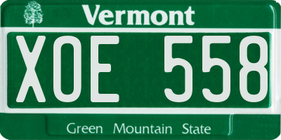 VT license plate XOE558