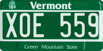 VT license plate XOE559