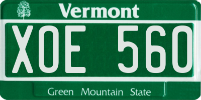 VT license plate XOE560