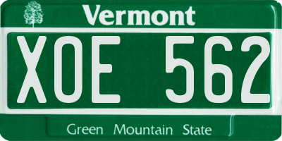VT license plate XOE562