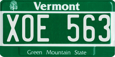 VT license plate XOE563