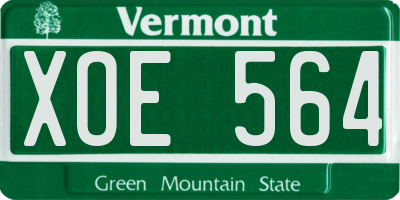 VT license plate XOE564