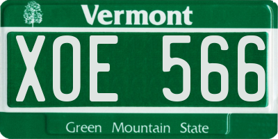 VT license plate XOE566
