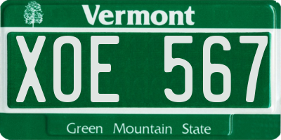 VT license plate XOE567