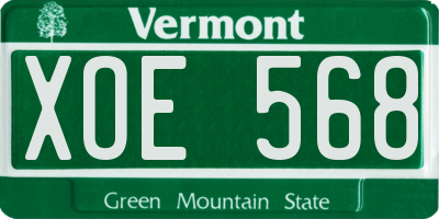 VT license plate XOE568
