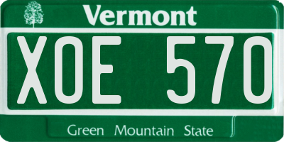 VT license plate XOE570