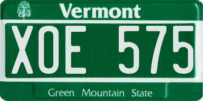 VT license plate XOE575