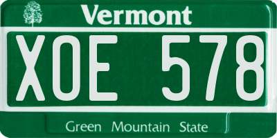 VT license plate XOE578