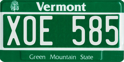 VT license plate XOE585