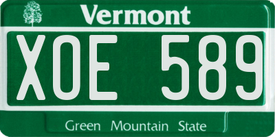 VT license plate XOE589