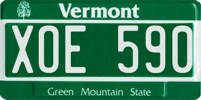 VT license plate XOE590