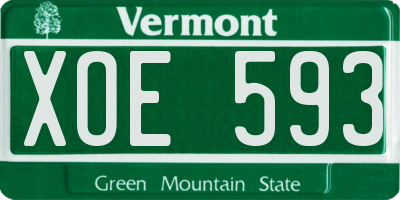 VT license plate XOE593