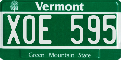 VT license plate XOE595