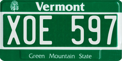 VT license plate XOE597