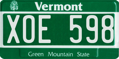 VT license plate XOE598
