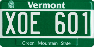 VT license plate XOE601