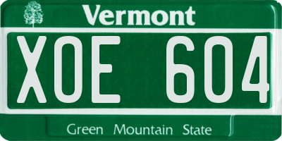 VT license plate XOE604