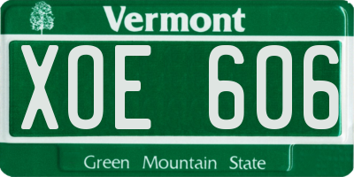 VT license plate XOE606