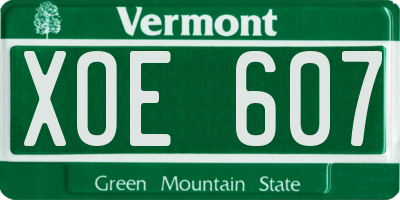 VT license plate XOE607