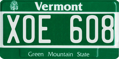 VT license plate XOE608